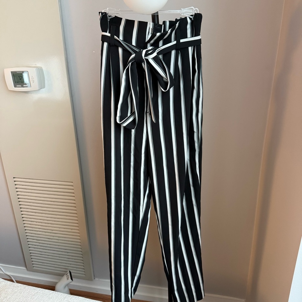 H&M Black and White Striped Trousers